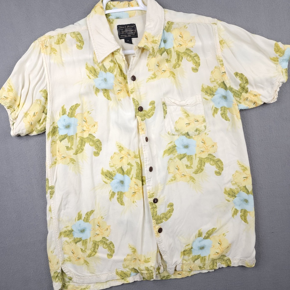 Vintage Steve & Barrys Mens M Hawaiian Shirt Floral Tropical Rayon Loop Collar